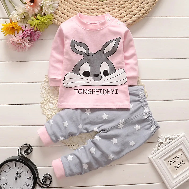 Cotton Baby Girl Sleepwear Suits Autumn Winter Newborn Underclothes 2pcs Kids Clothes Set Spring Toddler Kids Clothes Pajamas