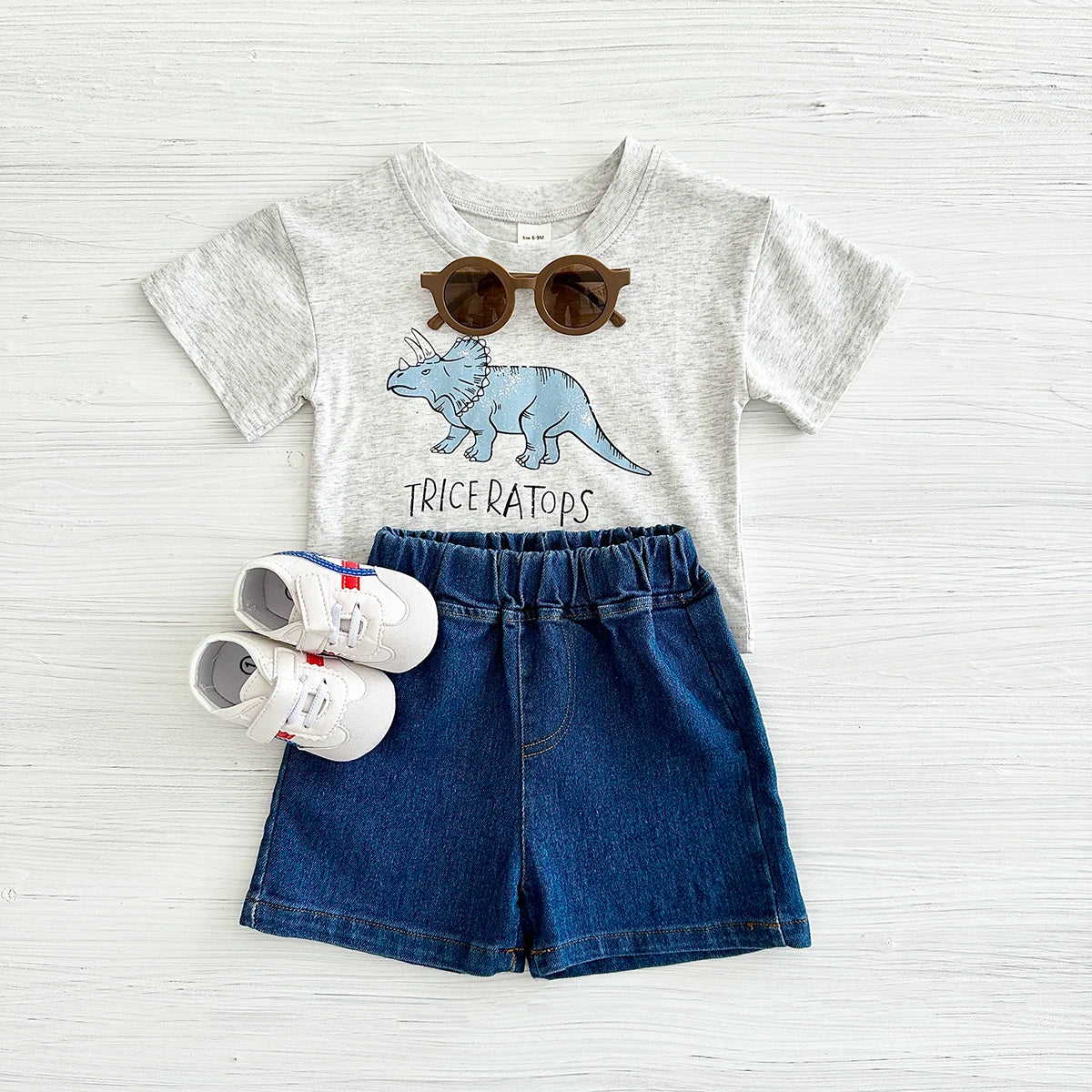 New Set Summer Baby Boy Clothes Cartoon Cotton T-shirt Short Sleeved+shorts Dinosaur Print Girl Clothes 0-3 Years Child Newborn