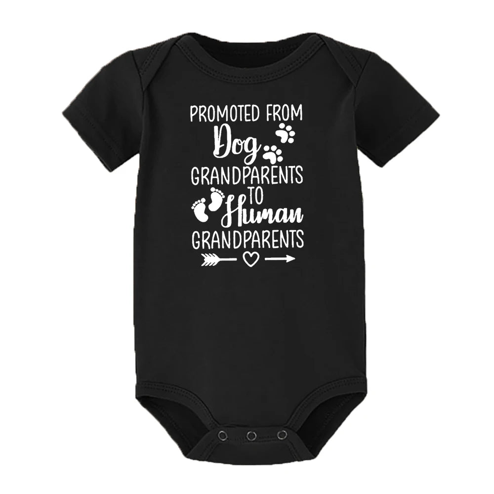 Promoted From Dog Grandparents To Human Grandparents Baby clothes Bodysuit Reveal to Grandparent To Pregnancy Announcement gift