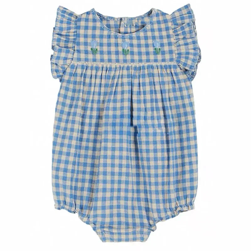 Pre-sale(ship March) 2025 EM Floral Romper Girl Printed Boys Rompers Toddler Girls Clothes Birthday Baby Suit baby onesie