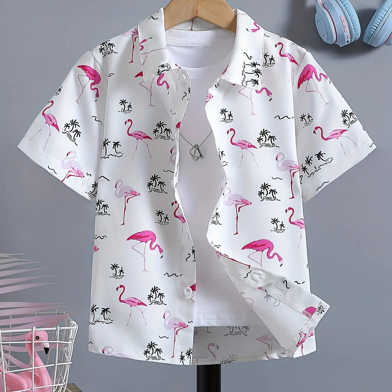 Hawaiian Children's Shirts Summer T-Shirts for Children Turndown Collar Girl Blouse Casual Top Short Sleeve Children's Clothing