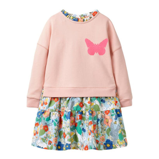 Little maven kids girls fashion brand autumn children's dress baby girls clothes Cotton butterfly toddler girl dresses S0825