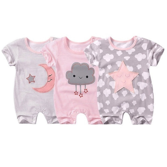 Baby Short-sleeved Jumpsuit Baby Summer Pajamas Cloud Five-star Infant Newborn Summer Clothes