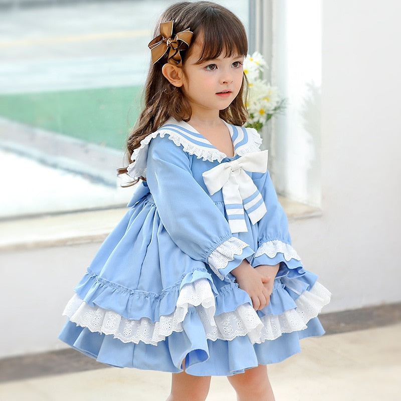 Girls Spanish Clothes Children Lolita Ball Gowns For Baby Girl Birthday Baptism Party Dresses infant Vintage Princess Vestidos