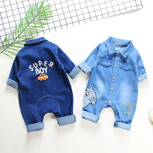 Denim Baby Clothes Boys Girls Rompers Long Sleeve Solid Denim Romper Kids Casual Jumpsuit