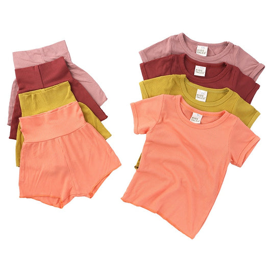 Summer Baby Boys Pajama Sets Girls Short Sleeves Cotton Sleepwear Kids Home Wearing Air-conditioned Clothing Children 0-4Years