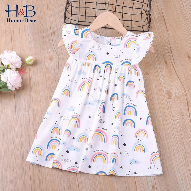 Humor Bear Summer Girls Dress Striped Bow Princess Dress Girls Doll Collar Sleeveless Dress For Girls Children Clothing