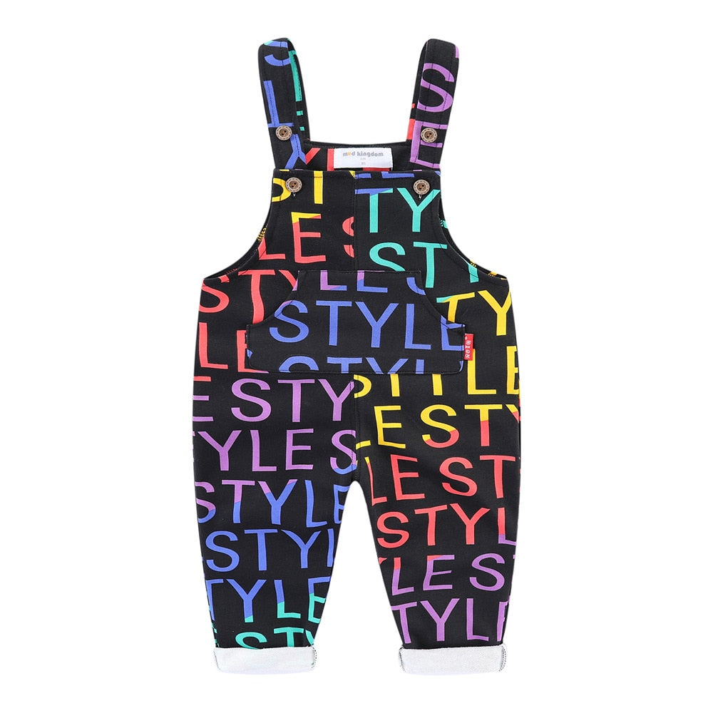 Mudkingdom Little Boy Girl Overalls Pants Cotton Stars Letter Children Bib Overall Trousers Kids Clothes Spring Autumn Clothing