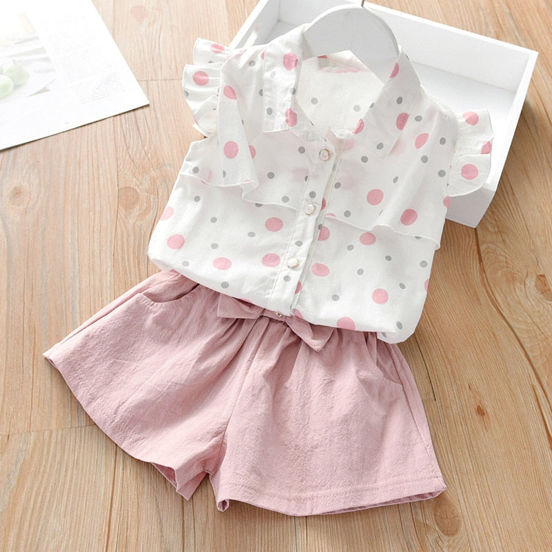 Kids Set Children's Clothes Suit Summer Flower Print Set Top+Denim Skirt 2Pcs Toddler Children Outfits Clothing Sets