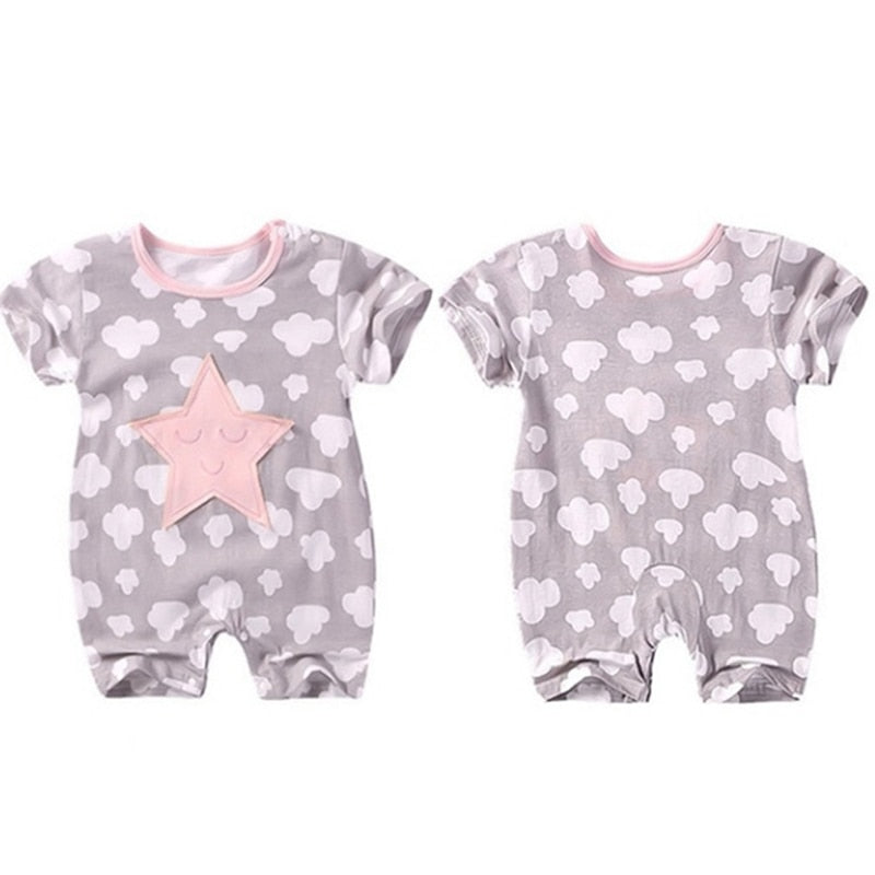 Baby Short-sleeved Jumpsuit Baby Summer Pajamas Cloud Five-star Infant Newborn Summer Clothes