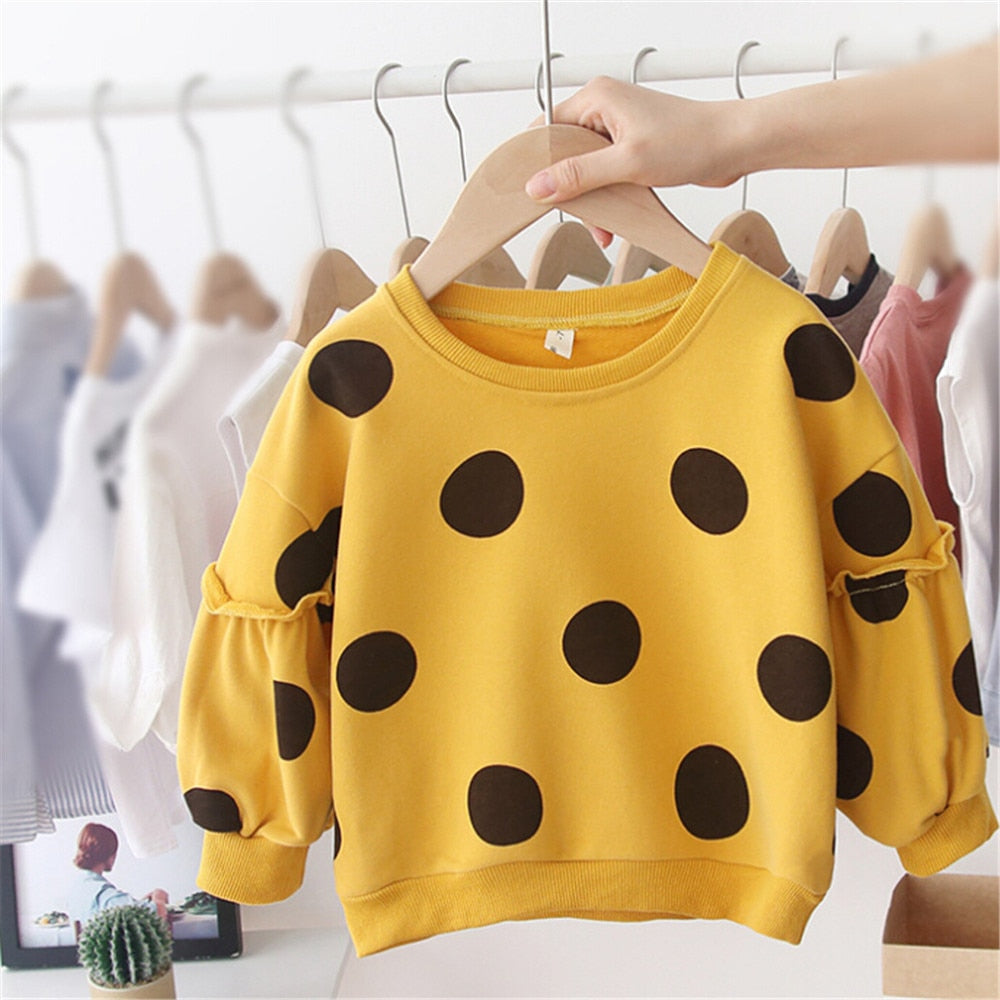 2019 Baby Girls Clothes Long Sleeve Cotton Dot Hoodies Sweatershirt Autumn Winter Casual Tops