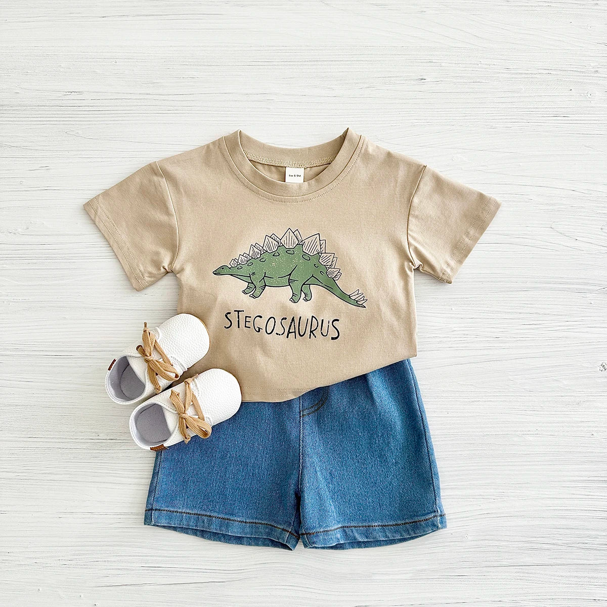 New Set Summer Baby Boy Clothes Cartoon Cotton T-shirt Short Sleeved+shorts Dinosaur Print Girl Clothes 0-3 Years Child Newborn
