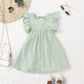 Toddler girls dresses kid's summer wear Pure color puffy sleeves girl dress back collar tie princess dress