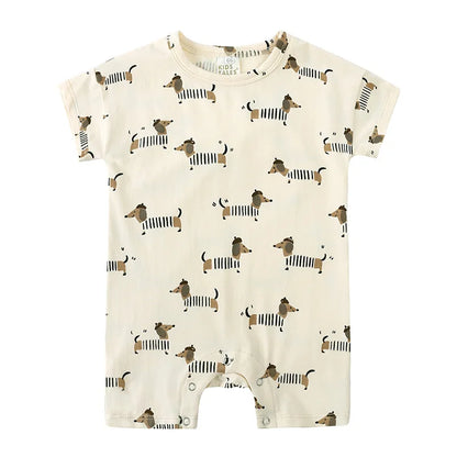 Summer Short Sleeved Baby Rompers 0-2Y Striped Onesies for Newborn Baby Boy Infant Girl Moon Printed Jumpsuit Baby Clothing