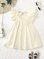 Toddler girls dresses kid's summer wear Pure color puffy sleeves girl dress back collar tie princess dress