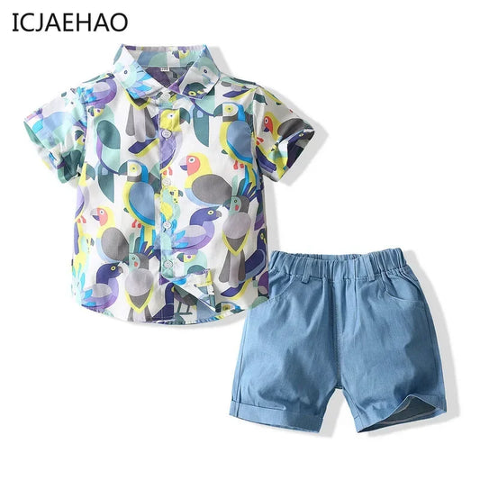 2025 Baby Boys Sets Toddler Suit Matching Children Matching Summer Cotton Clothing Formal Kid T-shirt Shorts Pants Kids Clothes