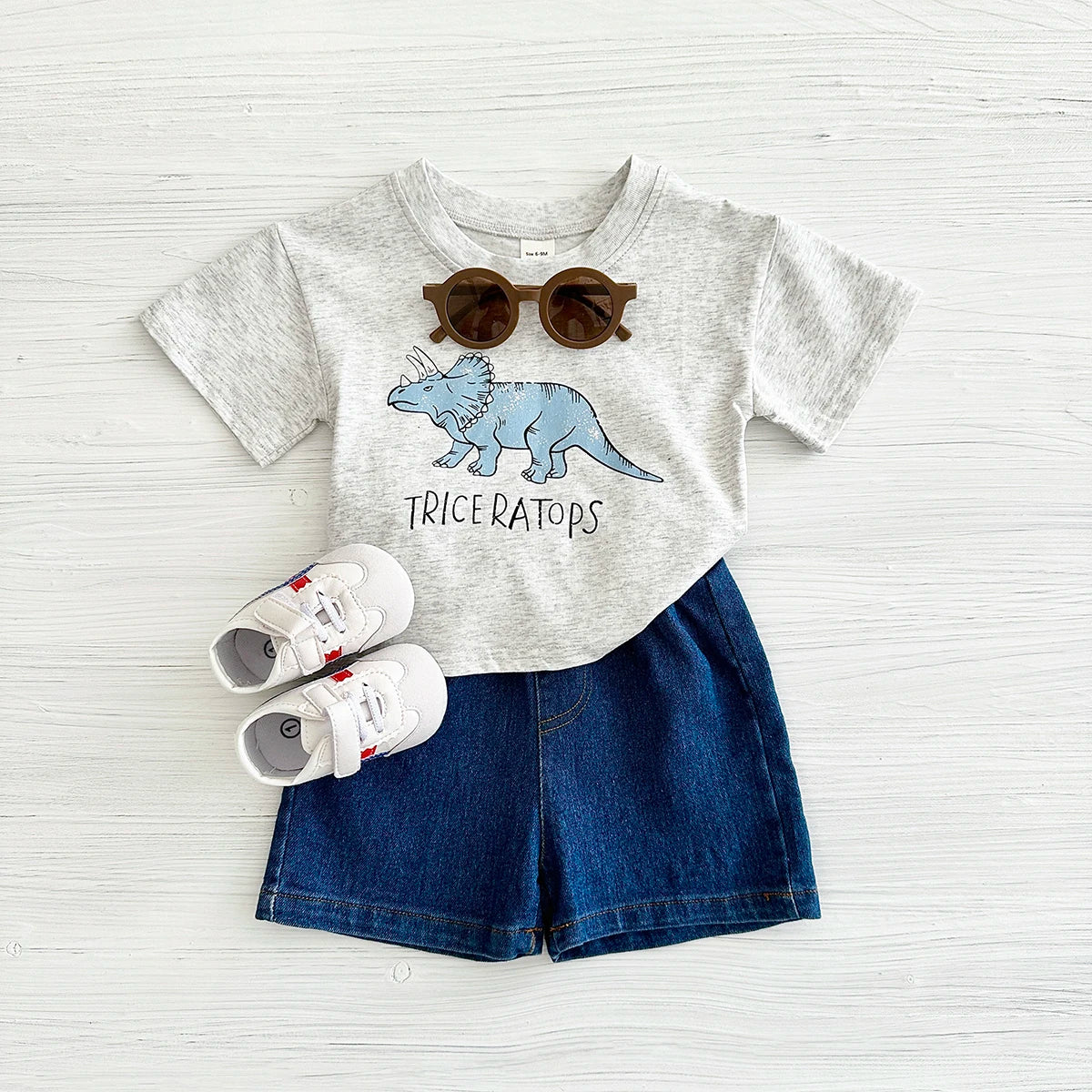 New Set Summer Baby Boy Clothes Cartoon Cotton T-shirt Short Sleeved+shorts Dinosaur Print Girl Clothes 0-3 Years Child Newborn