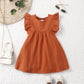 Toddler girls dresses kid's summer wear Pure color puffy sleeves girl dress back collar tie princess dress
