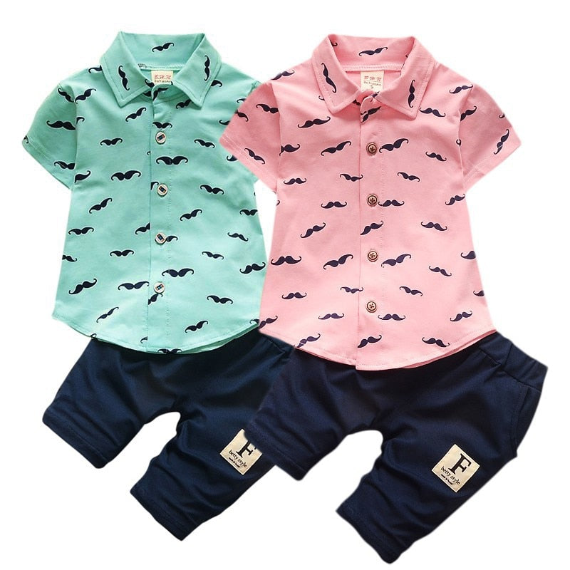 Baby Boy Clothing Sets Bebe Fashion T-shirt+Solid Pants Set Summer Kid Outfit Toddler Children Cotton Tracksuit Clothes