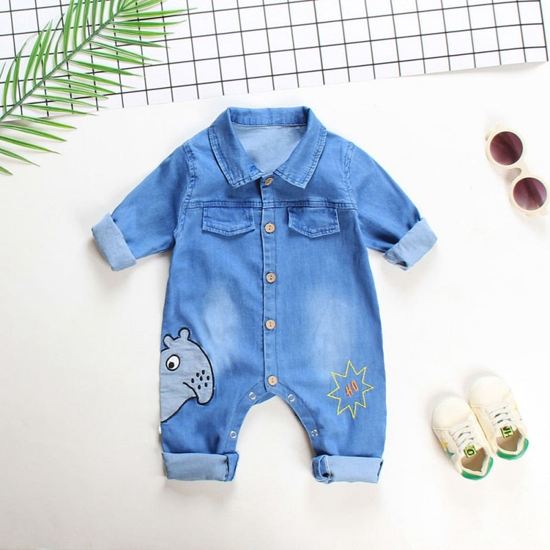 Denim Baby Clothes Boys Girls Rompers Long Sleeve Solid Denim Romper Kids Casual Jumpsuit