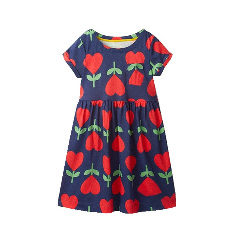 Jumping Meters Girls Princess Dresses Unicorns Print Cotton Baby Clothing Animals Girls Party Dress Summer Kids Tunic Frocks