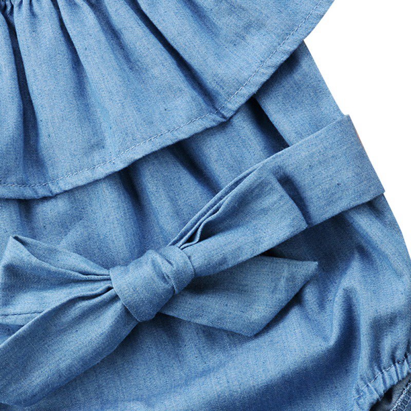 Summer Cute Baby Girls Romper Denim Rompers Set Sleeveless Jumpsuit With Headband 0-24M Children Kids Clothes Hot