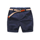 2021 Summer 3-10 Years Cotton Navy Blue Khaki Blue Green Solid Color Children'S Running Sports Boy Shorts Kids With Leather Belt