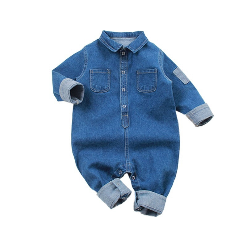 Denim Baby Clothes Boys Girls Rompers Long Sleeve Solid Denim Romper Kids Casual Jumpsuit