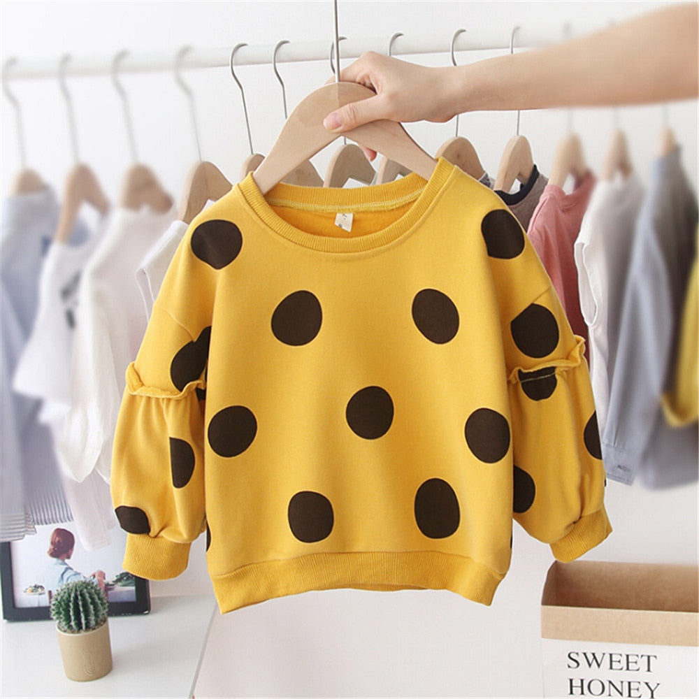 2019 Baby Girls Clothes Long Sleeve Cotton Dot Hoodies Sweatershirt Autumn Winter Casual Tops