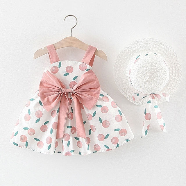 Summer Baby Clothes Baby Rompers New Summer Clothes Fashion Cute Cherry Prints Kids Clothing Rompers Dress With Hat