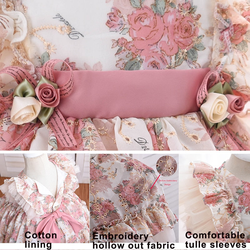 Yoliyolei Spanish Lolita Baby Dress Embroidery Girls Gowns Kids Child Princess 1st Birthday Party Clothes New Born Girls Dresses
