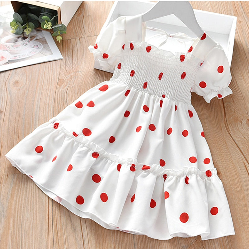 2021 2-7Y Kids Girls Dress Summer Girls Sleeveless Chiffon Polka Dot Dress Princess Dress For Girl Children Clothing