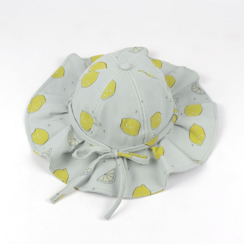 Cute Summer Baby Girl Bucket Hat Print Outdoor Bowknot Kids Girl Sun Hat Children Intant Toddler Panama Beach Cap