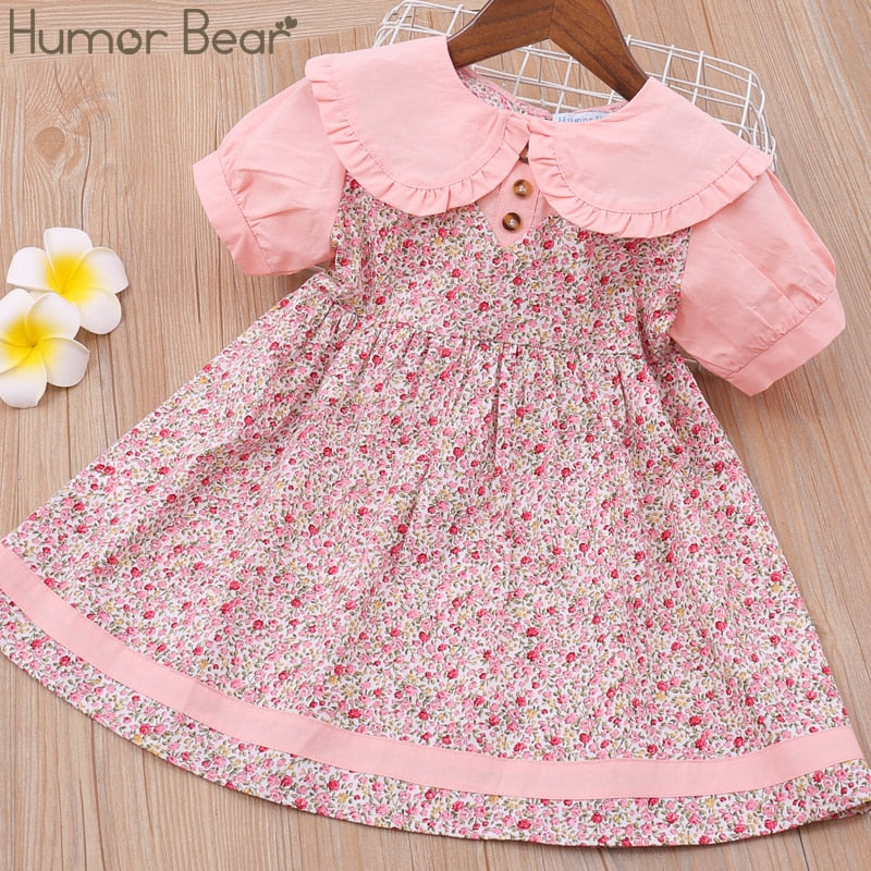 Humor Bear Girls Dress Summer Autumn Flower Princess Dress Toddler Girl Clothes Children Clothing Cute Animal Baby Girls Dresses