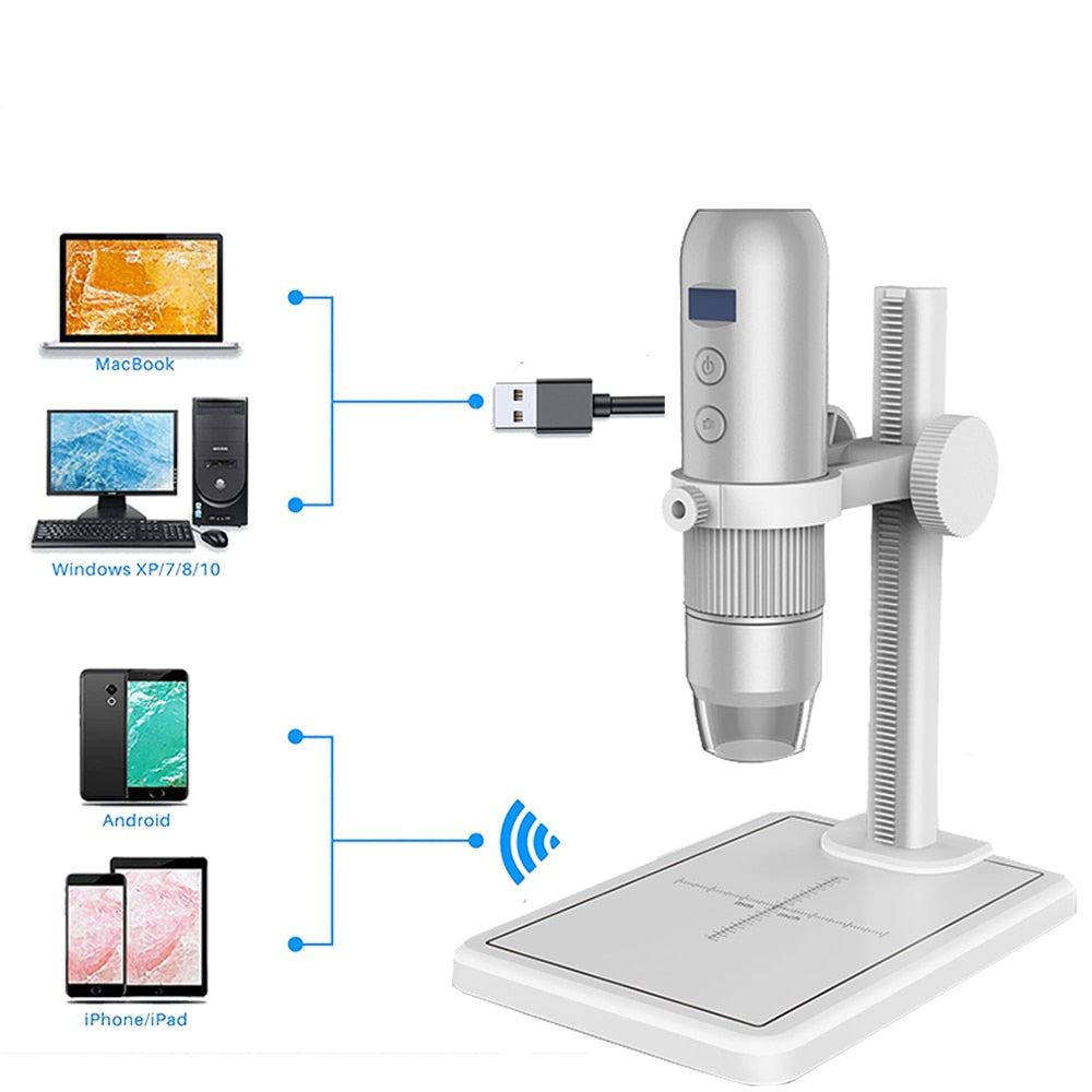 1600X 1000X Wifi Electronic Handheld Portable Digital USB Interface Electron Stereo Microscopes 8 LED Bracket For Android IOS PC