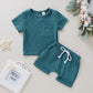 0-4Y Boys Girls Clothing Sets Summer Solid Cotton Linen T-shirts+Elasctic Shorts Kids Clothes Casual Clothing Sets for Children