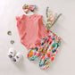 3pcs Toddler Infant Newborn Baby Girls Kids Long Butterfly Sleeve Romper Floral Pant Headband Playsuit Outfits Jumpsuit Clothes