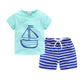 Mudkingdom Summer Toddler Boy Outfits Drawstring Short Set Cute Boys Clothes Set Stripe Kids Clothing Beach Holiday Clothes