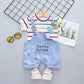 Summer Baby Short Sleeve Clothing Boys and Girls Cotton Tracksuit Striped Top+Overalls For Toddler Children Casual Clothing