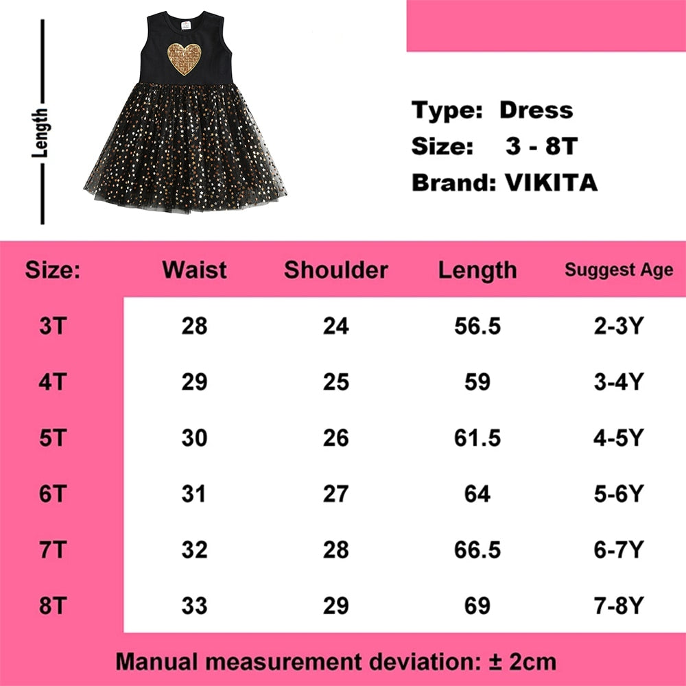 VIKITA Girls Dresses 2021 Girls Sequins Sleeveless Dresses Kids Elegant Princess Tutu Vestidos Children Summer Tulle Dress