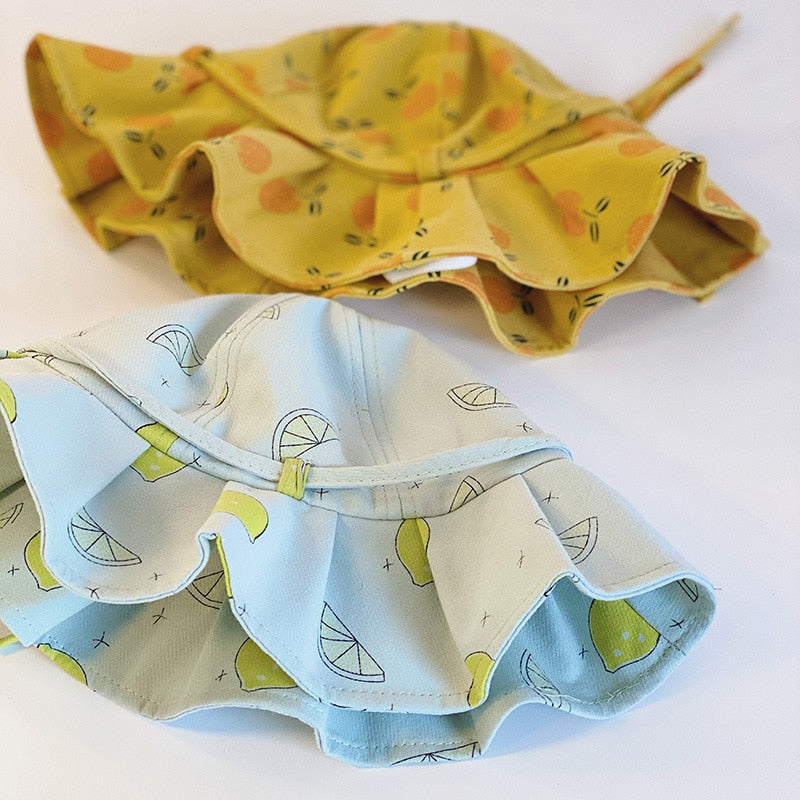 Cute Summer Baby Girl Bucket Hat Print Outdoor Bowknot Kids Girl Sun Hat Children Intant Toddler Panama Beach Cap