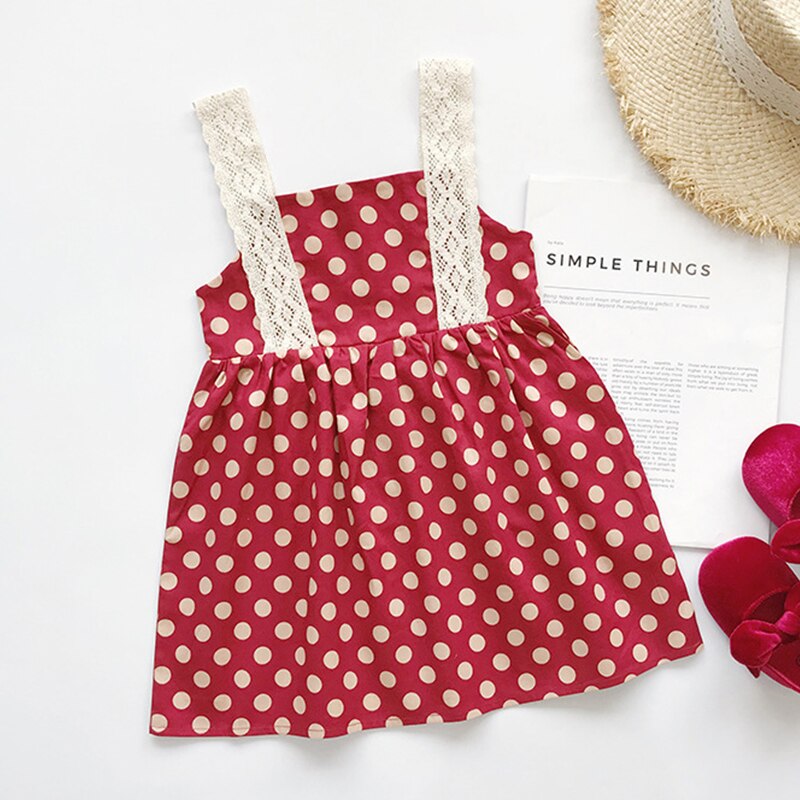 2021 2-7Y Kids Girls Dress Summer Girls Sleeveless Chiffon Polka Dot Dress Princess Dress For Girl Children Clothing