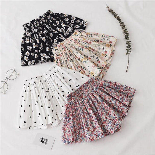 Summer Floral Print Girls Skirt Shorts for Children Clothing Skirt-Pants Kids Tutu Shorts Loose Leg Pants Baby Clothes Size 2-6