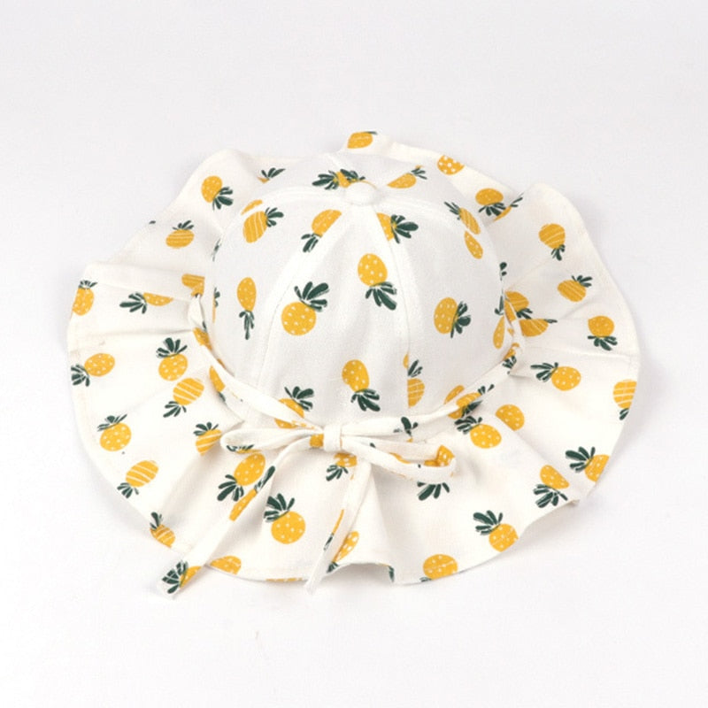 Cute Summer Baby Girl Bucket Hat Print Outdoor Bowknot Kids Girl Sun Hat Children Intant Toddler Panama Beach Cap