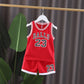 Boys Sports Basketball Clothes Suit Summer New Children's Fashion Leisure Letters Sleeveless Baby Vest + T-shirt 2pcs sets kids