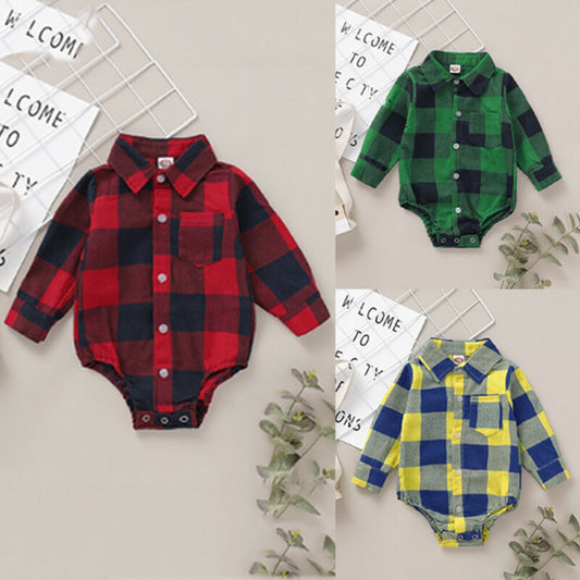Citgeett Spring Newborn Baby Boys Girls Plaid Jumpsuit Bodysuit Cotton Clothes Autumn Outfits Clothing
