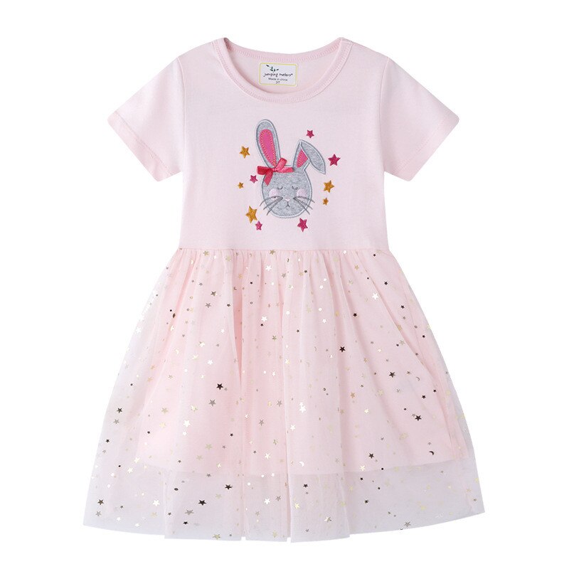 Jumping Meters 2-7T Princess Baby Dresses Applique Rainbow Cute Party Girls Tutu Dresses Cotton Stripe Children&#39;s Girls Dress