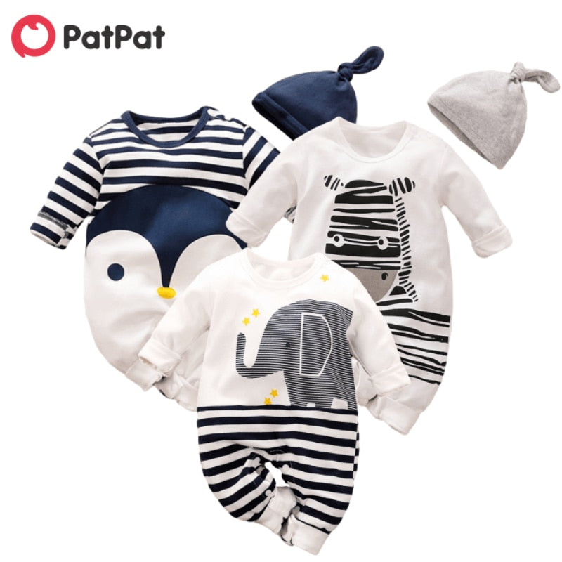 PatPat Hot Sale Autumn Animal Design Cotton Baby Rompers Baby Jumpsuit  Baby Boy BodySuits Baby Clothing