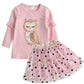VIKITA Children Clothing Autumn Toddler Girls Clothes T-shirt+ Layered Skirt 2pc Outfit Suit Kids Clothes Girls Clothing Sets