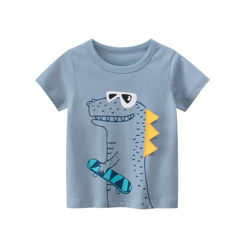 Yocute Children&#39;s T-shirt Summer 2022 New Kids Clothing Cotton Boys Clothes Casual Style Cartoon Dragon Boy Oversized T-shirt